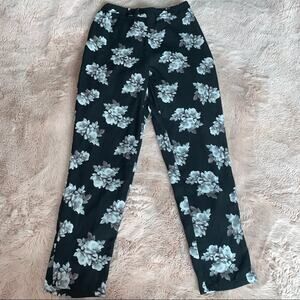Leith Black and White Floral Print Lined Crop Casual Pants Size: XS